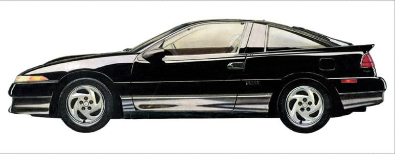 Coloured-pencil illustration of a black Eagle Talon coupe